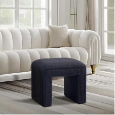 Tuštybės taburetės kėdė - modernus medinių kojų suolelis su medinėmis kojelėmis, minkštas sofos suoliukas makiažo kambariui, svetainei, prieškambariui, biurui (visiškai surinktas) (juodas)