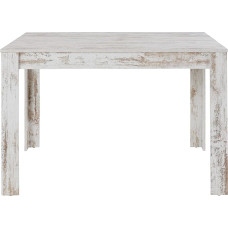 Loft24 Dining Table 120 cm White Dining Room Table Country House Rectangular Table Top Wood Kitchen Table MDF Shabby Chic 120 x 80 x 75 cm (Antique White)
