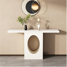 Moderner Eingangstisch - einzigartiger Konsolentisch hinter dem Sofa, kleiner Akzenttisch mit Metallbeinen, stilvolle Möbel für Flur und Wohnzimmer (Weiß, 150 cm)