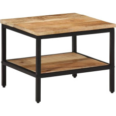 vidaXL kavos staliukas, šoninis staliukas su saugykla Geležies rėmas, sofos staliukas, kavos staliukas svetainei, svetainės staliukas, šiurkštus medžio masyvo mangas