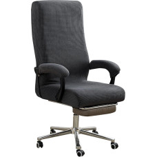 TIANWOWO Bürostuhlbezug mit Armlehnenbezügen, hochbelastbarer, dehnbarer Stoff, passend für 55,9–63,5 cm Rückenlehne, universeller Computerstuhl-Schonbezug (Dunkelgrau)