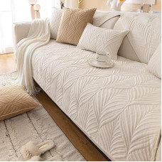 vctops Gestai Sofa-Couchüberzüge, labai geri, iš samto, rutschfest, Blattmuster, Plüsch-Sofa-Schonbezug, Möbelschutz für Haustiere, Kinder, Hund, Katze (kreminė, 109,2 x 160 cm)