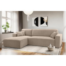 AXLIVING Catea Beige Sofa with Sleep Function - Corner Sofa 279 cm with Bed Box L