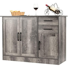 Giantex Buffet Server Sideboard Aufbewahrungsschrank Konsole Tisch Geschirr Organizer Küche Esszimmer Möbel Eingangsschrank mit 2 Türen Schrank und 2 Schubladen (natur)