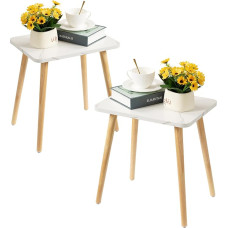 FORAOFUR 2 šoninių staliukų rinkinys, modernus medinis šoninis staliukas svetainei, miegamajam