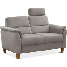CAVADORE Palera 2 vietų sofa su spyruokline šerdimi / Kompaktiška dviejų vietų kaimiško stiliaus sofa / Su 1 galvos atlošu / 149 x 89 x 89 / Šviesiai pilka mikropluošto spalva
