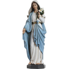 Grace4Joy Švenčiausiosios Motinos Marijos statulėlė - 25 cm Madonos Šv.Marijos statulėlė Elegantiškas namų dekoras Rankomis tapyta Švenčiausiosios Mergelės Marijos su lelijomis figūrėlė iš Renesanso kolekcijos