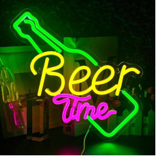 Looklight Beer Time Neon Sign Bar Neon Light Sign Yellow LED Light Advertising for Wall Decoration USB Beer Neon Light for Bar Club Gaming Room Home Wedding Birthday Party Decor Sign Gift