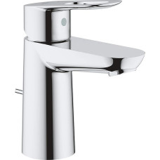 GROHE BauLoop 23335000 praustuvo čiaupas, taupantis vandenį (vonios kambario čiaupas, 15 cm aukščio, vonios kambario čiaupas su iššokančiu nutekamuoju vamzdžiu, su keramine kasete, lengvai montuojamas ant kriauklės), chromas