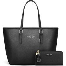 Jocose Moose Women's Handbag, Shopper, Large Elegant Bag for Office, School, Shopping or as a Gift, Includes a Women’s Purse, A-Black