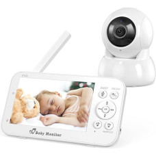 FNITAER Baby Monitor with Camera and Audio, 5 Inch Screen Baby Monitor with Camera Without WiFi, Baby Monitors 5200 mAh Battery, Baby Monitor with Camera IR Night Vision 2-Way Audio Vox Mode