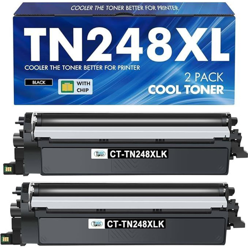 TN248XL MFC-L3760CDW juodos spalvos tonerio kasetės: TN248BK TN248XLBK TN248XL MFC-L3740CDW TN248 TN-248XL DCP-L3560CDW MFC-L3740CDWE MFC-L8390CDW HL-L3240CDW HHL-L324 0CDW (2 pakuotės)
