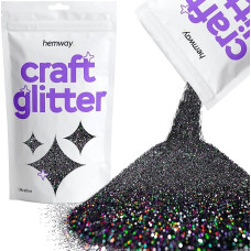 Hemway Black Holographic Craft Glitter 100 g, Ultra Fine / Extra Fine 1/128 Inches 0.008 Inches 0.2 mm for Crafts Tumblers Paper Glass Decorations Beautifying