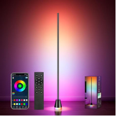 rhinowisdom LED Floor Lamp Living Room Smart, RGB Corners Lamp Floor Lamp Dimmable with Remote Control and App, 16 Million Colours, Music Modes, DIY Mode & Timing Function for Bedroom, Gaming