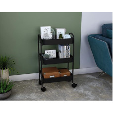 Mabel Home 3 Tier Storage Cart with Wheels and Handle Metal Storage Trolley Utility Cart Black