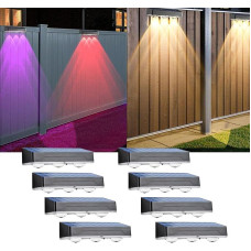 Saulės šviesos lauko sodo sienoms, 8 vnt., atnaujintas saulės šviesos žibintas, lauko, šiltai baltas, šaltai baltas, RGB su 12 spalvų režimų, 1300 mAh sodo saulės šviesos, IP65 vandeniui atsparus saulės tvoros apšvietimas