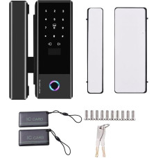 Swokely Smart Lock Stiklo durų užraktas WiFi nuotolinio atleidimo TY-App Pirštų atspaudų slaptažodis IC kortelės durų užraktas Keičiamas užrakto korpuso kryptis 10-12 mm storio biuro/priekinėms durims