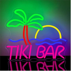 BEISKAFNVSZ TIKI BAR Neon Sign Personalised LED Sign USB Luminous Bar Sign for Wall Neon Beer Lamp Dimmable for Home Bar Garden Party Cocktail Evening Tropical Club Decoration