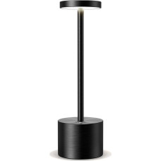 YIKUI Wireless Table Lamp with Lampshade, 6000mAh Rechargeable Battery Table Lamp with Dual Use, 3 Lighting Modes, Dimmable Light (Black)