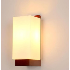 DELIPOP Wall Light Indoor Wood Wall Lamp Vintage E27 with Glass Lampshade Modern Wall Lighting for Living Room Bedroom Hallway Stairs