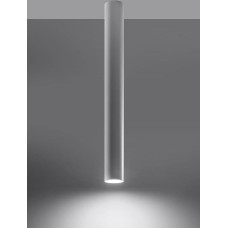 SOLLUX Lagos 60 Ceiling Light - Cylindrical Pendant Light for Dining Table, Living Room, Kitchen - White Powder Coated Steel 6 x 6 x 60 cm