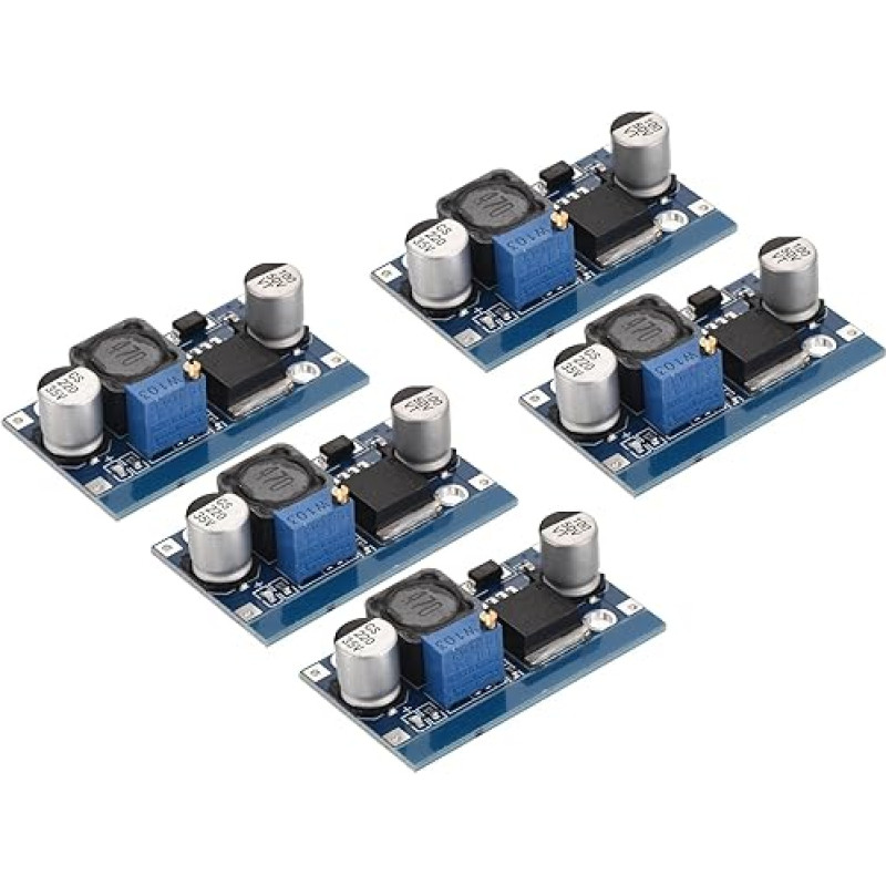 šaltinių žemėlapis DC-DC Abwärtswandler, Spannungsregler, verstellbares Buck-Modul LM 2596, 4-40 V auf 1,25-37 V, 3 A für Leistungsanpassung, Leistungstransformatoren, 5 Stück