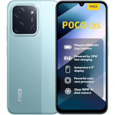 XIAOMI Poco C85, Smartphone 8+256GB, 6.9 Inch 120Hz Display 7.99 mm Design, MediaTek Helio G81-Ultra Octa-Core, 50MP AI Dual Camera, 6000mAh, Green, Charger Not Included