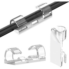 Longivia Pack of 50 Strong Transparent Cable Clips Self-Adhesive - Cable Clips to Home, Office, Wall Attachment - Premium Material Cable Holder Clips - Cable Guide Adhesive