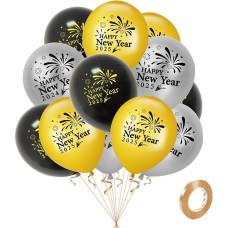 15 vnt. laimingų Naujųjų metų 2025 Luftballons, Silvester Dekorationen 2025 Luftballons Gold Schwarz Silber Latex Ballons Laimingų Naujųjų metų Luftballons, 2025 Silvester Party Dekoration Supplies