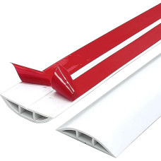 Cable Duct, Floor Cable Protection, 1-3 m, Flexible Cut to Size, PVC Cable Protection, Self-Adhesive Floor Cable Cover, Floor Cable Duct, Protects Cables and Prevents Tripping Hazards (White, 1 M)