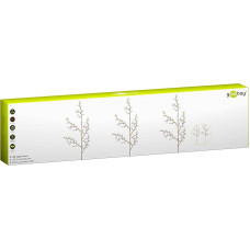 goobay 58256 3 vnt. 75 LED šviečiančių medžių su laikmačio funkcija (3000K), maitinamų iš baterijų, skirtų naudoti patalpose ir lauke (IP44), rinkinys, skaidrus