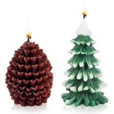 Kalėdinės žvakės dekoracijos Kalėdų kvapo žvakės Dovanų rinkinys Kalėdų eglutės formos žvakės Kalėdų pušų kankorėžiai Dekoratyvinės Kalėdų šventei Namų apdaila Moterų dovanos, 2 vnt.