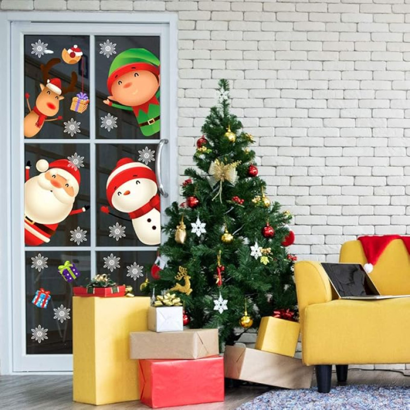 kina UVNT0212 Langų dekoracijos Kalėdoms PVC permatomas 2 lapai 40 x 30 cm