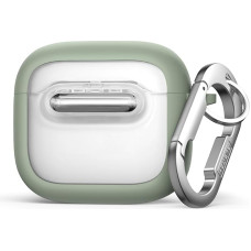 SURITCH Case Compatible with AirPods 4, Shockproof Magnetic Lock Headphone Protective Case with Cleaning Set & Carabiner Keychain (Green)