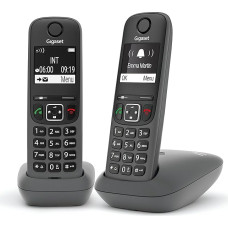 Gigaset A695 Duo - Cordless Landline Telephone, 2 Handsets with Large Backlit Display for Very Readable Display, Call Blocking Function - Grey