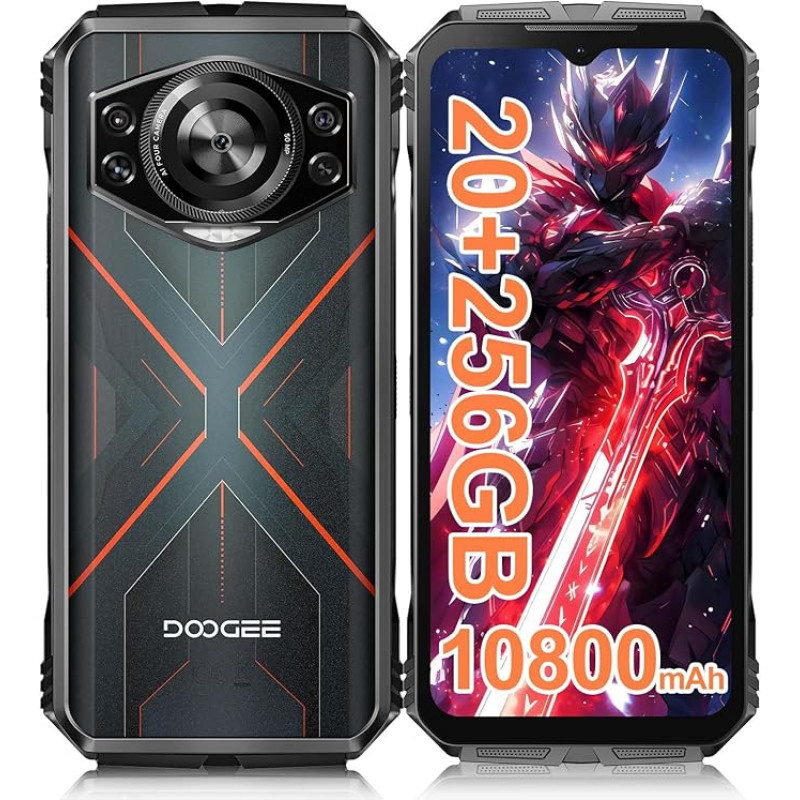 DOOGEE S Cyber Android 14 Lauko mobilusis telefonas 10800 mAh, 20 GB (8 + 12) + 256 GB Lauko išmanusis telefonas be sutarties 6,6 colių FHD + aštuonių branduolių 50MP + 16MP Vandeniui atsparus statybvietės mobilusis telefonas 4G