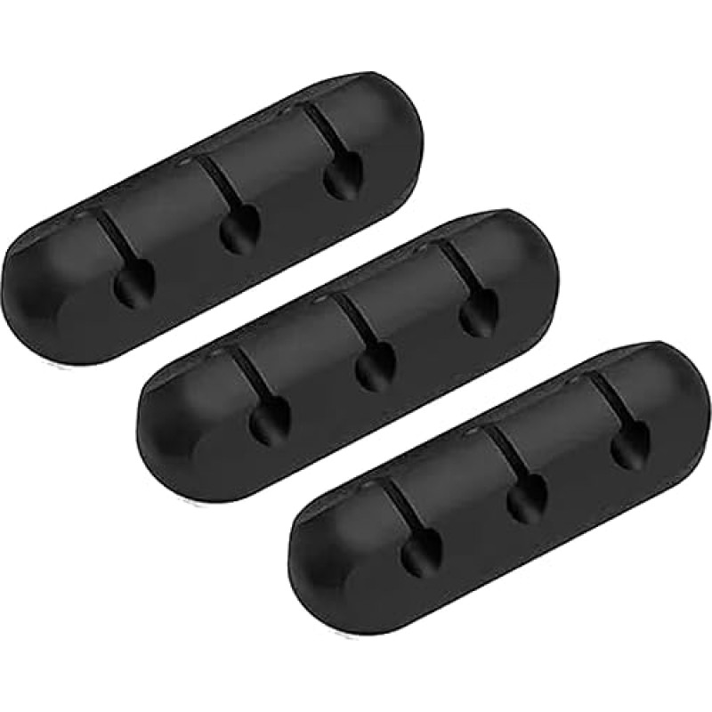 BOULTON Kabelhalter-Clips - 3 Stück | Selbstklebende Silikon-Kabelclips Schreibtisch ordentlich | Kabel-Management-Clip zum Aufräumen von Drähten, Leitungen, Kabeln, USB-Ladekabel, Mausdraht, Büro,