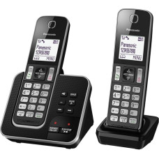 Panasonic KX-TGD322EB Cordless Home Phone with Nuisance Call Blocker and Digital Answering Machine - Pack of 2