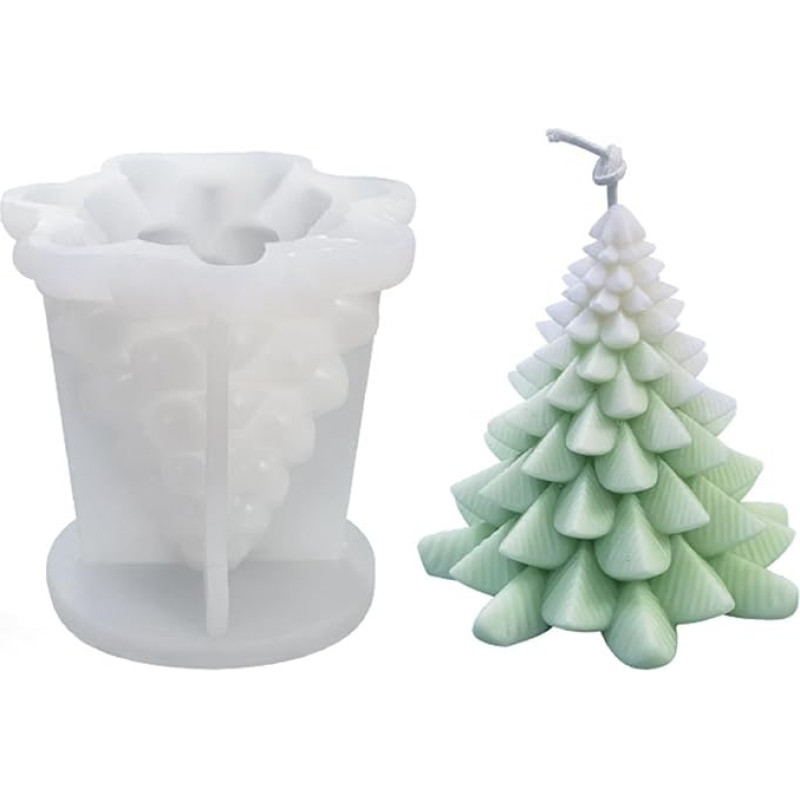 Stiesy Weihnachtskerzen-Formen, 2 Stück, Weihnachtsbaum-Silikon-Duftkerzenherstellung, Weihnachtsbaum-Säulen-Harz-Form, Gipsformen für DIY, Wachs, Seife, Kerzen, Aromatherapie, Handwerk, Zuhause