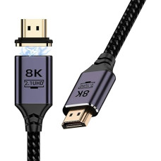 IVIVTOR Magnetic 8K HDMI Cable 2 m - HDMI 2.1 Cable Ultra High Speed 8K @ 60Hz 4K @ 120Hz 48Gbps eARC DTS:X 3D HDCP 2.2 & 2.3, Compatible with PS5/4/3 HDTV Blu-ray Player Monitor