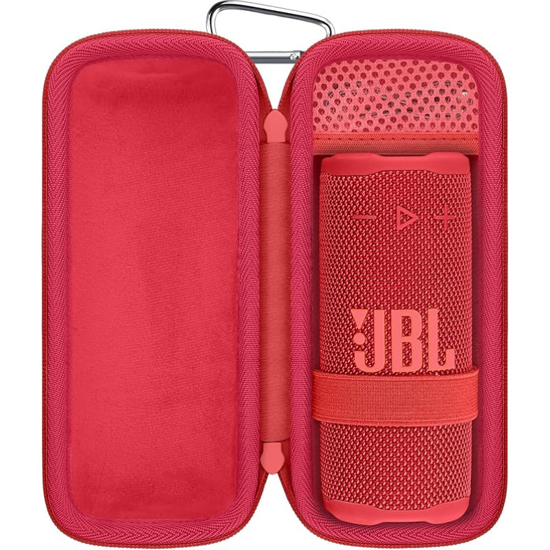 Khanka JBL Grip Bluetooth garsiakalbiui kietasis dėklas, kelioninis dėklas, skirtas JBL Grip Compact Bluetooth garsiakalbiui su karabinu, tik dėklas (raudonas)