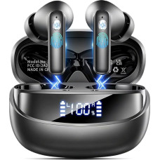 Bluetooth Headphones, Wireless Bluetooth 5.4 HiFi Stereo, In-Ear Headphones with ENC Noise Cancelling Mics, IP7 Waterproof Earphones, 50 Hours Playtime Wireless Headphones with LED Display
