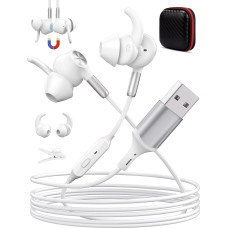 Nešiojamojo kompiuterio ausinės, USB ausinės, 2,3 m ilgio laidas, mikrofonas ir triukšmo slopinimas, tylus garso valdymas, lengvos USB žaidimų ausinės, skirtos biuro žaidimams 