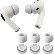 KASOTT Upgraded Memory Foam Earplugs for AirPods Pro 1st and 2nd Generation, Comfortable Foam Earplugs, Better Noise Cancellation, 3 Pairs Replacement Tips (White, Large)