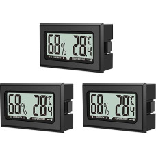 Pack of 3 Humidity Meters, Mini Digital Hygrometer with LCD, Temperature Room Thermometer for Indoor Office Living Room and Wine Cellar (Batteries Included) (3)