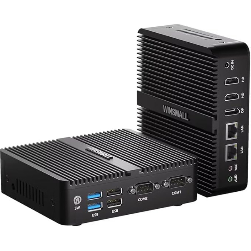 N100 mini kompiuteris be ventiliatoriaus Pramoninis kompiuteris 4K trigubas ekranas, dvigubas HD/DP/dvigubas LAN/dvigubas RS232 COM, automatinis įjungimas, 12V Įmontuotas mini kompiuteris serveris WIN11/Linux, 16GB RAM 256GB NVME SSD