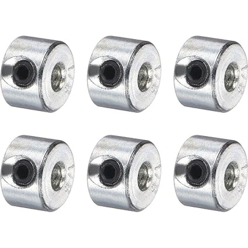 šaltinių žemėlapis 6-teiliges Set Schraubenmanschetten, 0,3 cm Bohrung, verzinkter Karbonstahl, Schaftmanschetten 0,95 cm Außendurchmesser, 0,6 cm Breite (hohl, leicht)