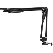 Microscope Arm Stand, Foldable Monocular Microscope Flexible Stand, 360 Degree Adjustable Arm and 42mm Lens Ring Set, Industrial Camera Mount for Laboratory, Industrial
