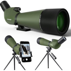 20-60x80 taikinio šaudymo žiūronas su trikoju telefono adapteriu nešiojimo krepšys BAK4 monokuliarinis teleskopas medžioklei paukščių stebėjimui žalias