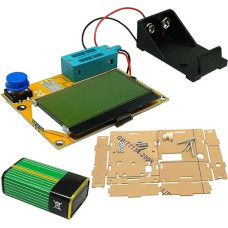 LCRT4 Transistor Tester Meter for Diodes, Triodes, Capacitors and Inductors with LCD Display + Battery and Protective Case (B)